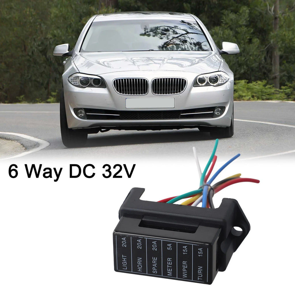 6 Way Blade Fuse Box for Car and Boat Applications (Up to 32 Volts)