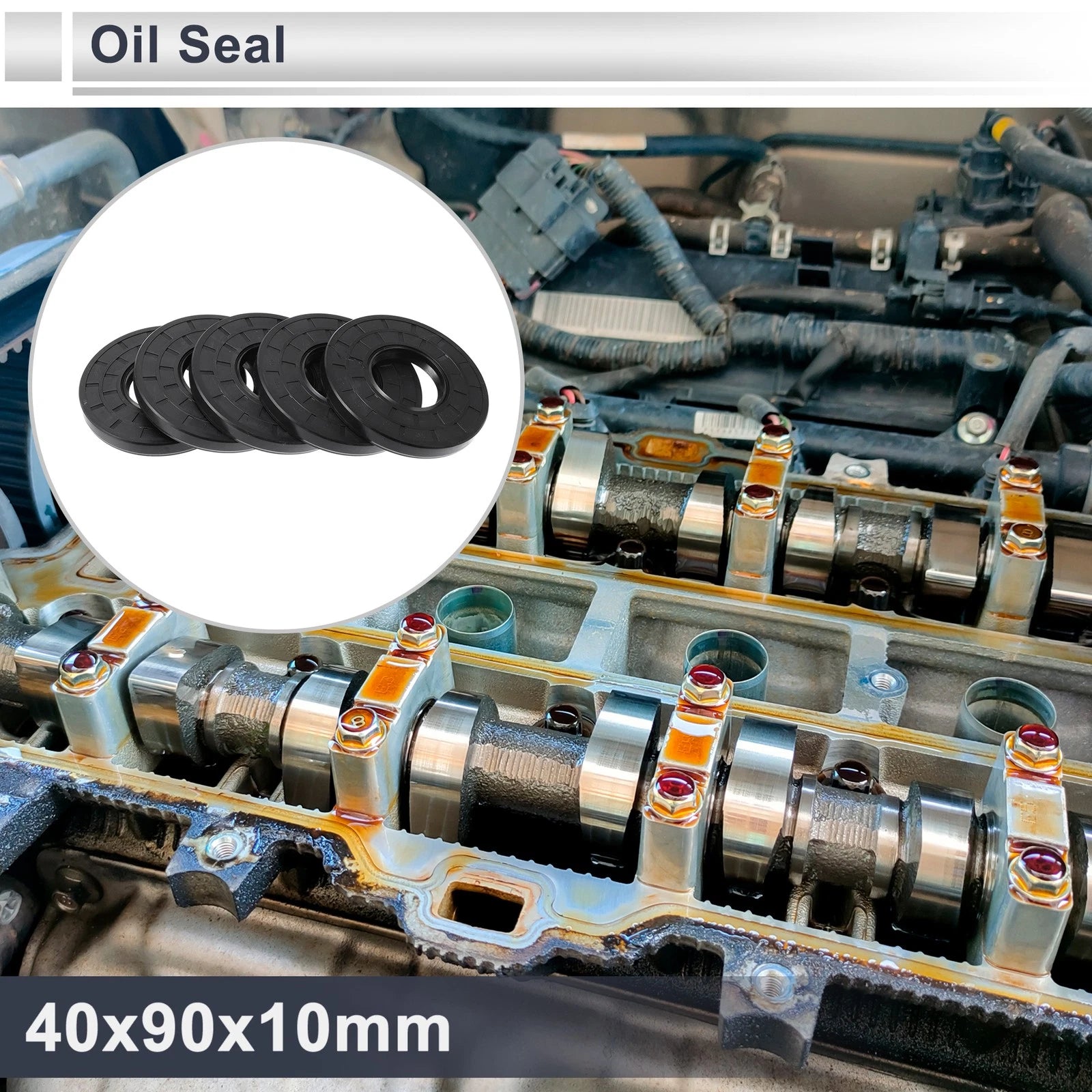 Set of 5 Oil Seal Rotary Shaft Seal Nitrile Rubber 40x90x10mm