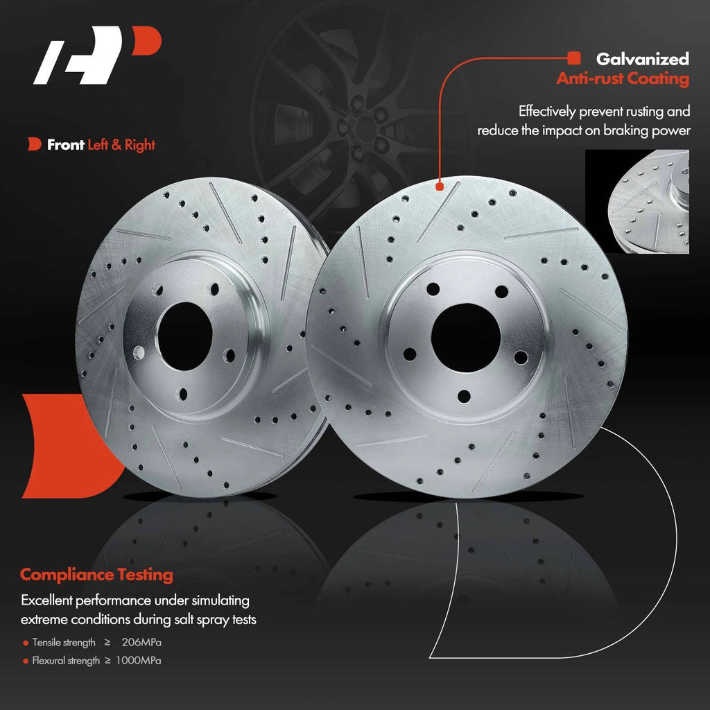 8x Front Drilled Rotors & Pads with Calipers for Nissan Murano (2003–2023)