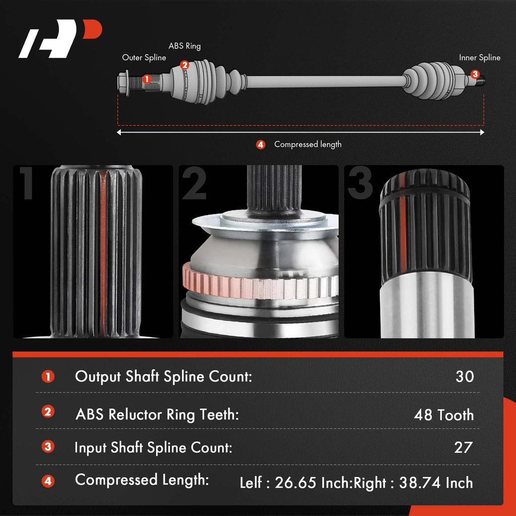 2X Front Side CV Axle Assembly for Kia Sorento (2019-2020)
