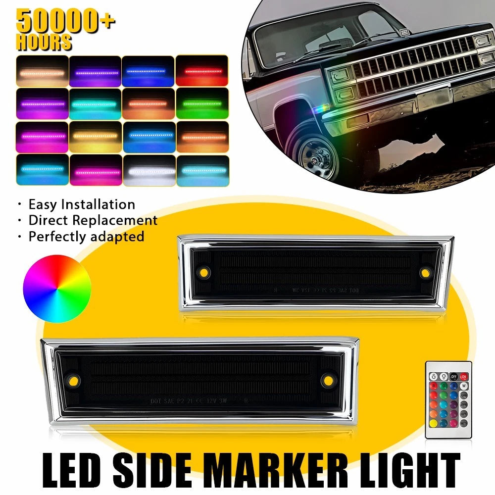 2Pcs RGB LED Marker Lights for Chevy Suburban R1500 R2500 V1500 V2500 (1989–1991)