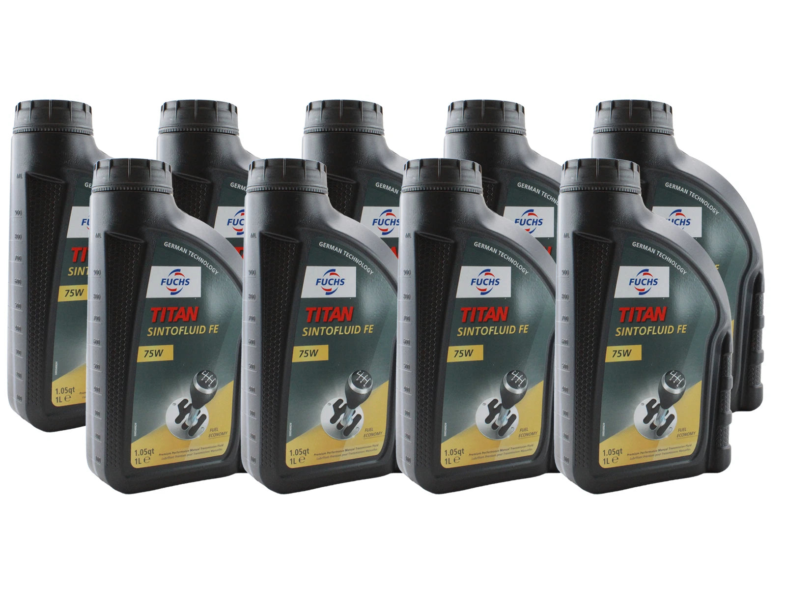 Set of 9 Fuchs TITAN SINTOFLUID FE SAE 75W Manual Transmission Fluid (1L)