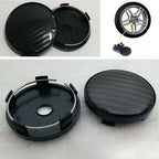 4 x Black Carbon Fiber Look Wheel Hub Center Caps Covers 60MM for Auto Car