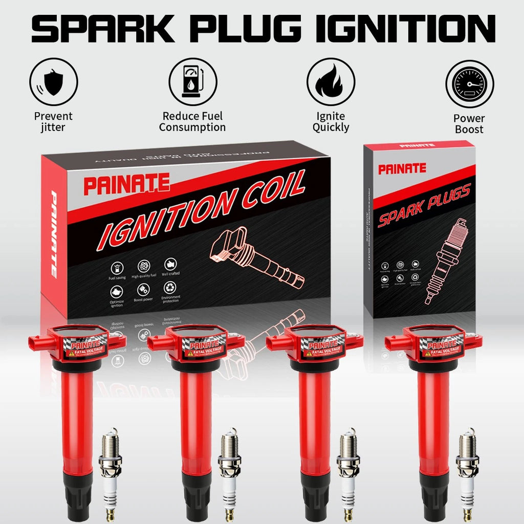 Set of 4 Ignition Coils & Spark Plugs for Jeep Compass Patriot (2007–2017)