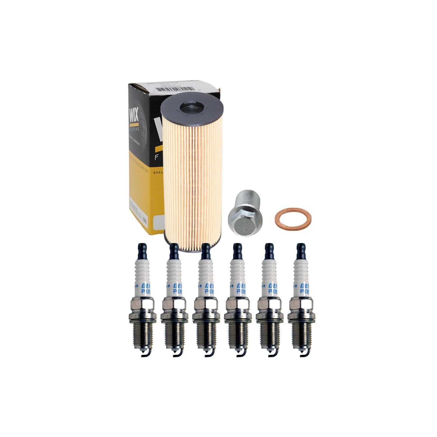 Wix Engine Oil Filter & Denso Spark Plugs Kit for Mercedes R129 SL320 W210 E320 (1990–1997)