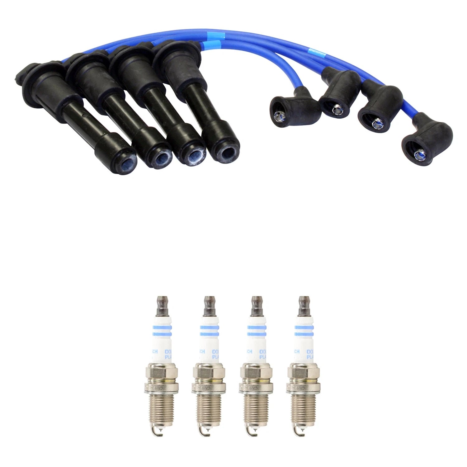 NGK 7mm Wire Set & Bosch Platinum Spark Plug Kit for Mazda Miata (1990–1997)