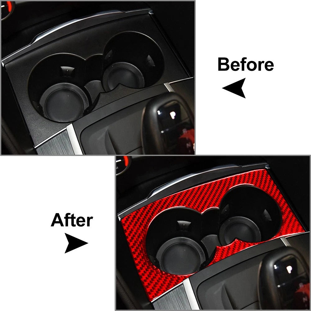 Interior Water Cup Holder Panel Cover Trim for Alfa Romeo Giulia (2017–2019) Red
