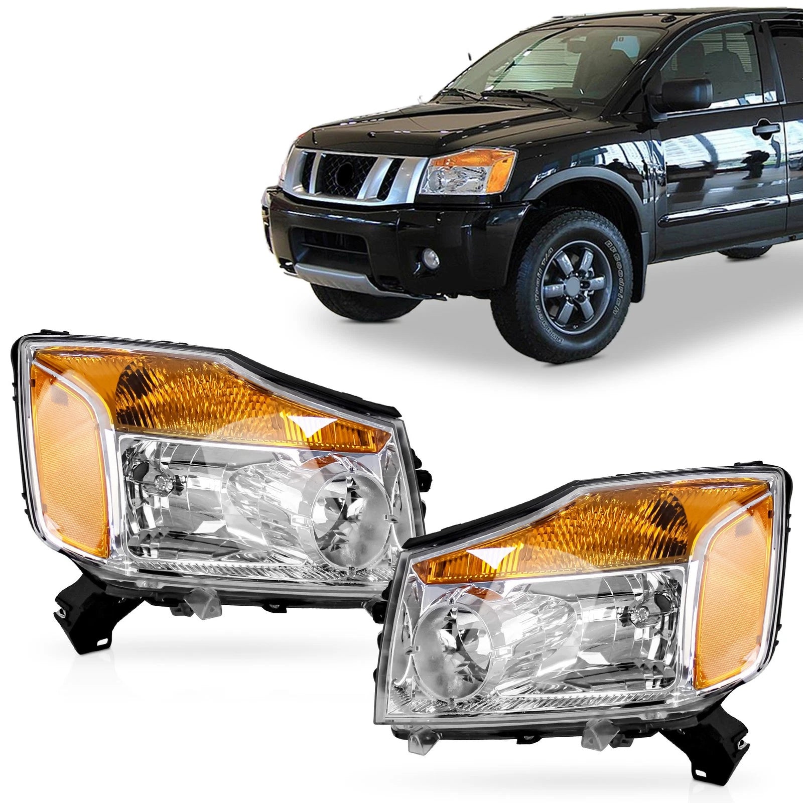 Set of 2 Headlight Assembly Lamps for Titan Armada (2004–2015)