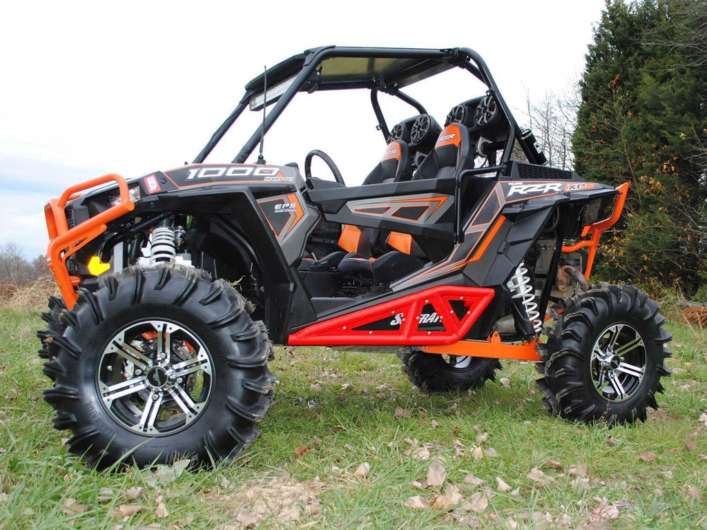 SuperATV Heavy Duty Rock Slider Nerf Bars for Polaris RZR 900/S (2015–2020) Red