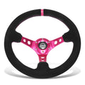 NRG RST-006S-FHA Steering Wheel for Universal Fit (350mm, Suede, Fuchsia Stitch)