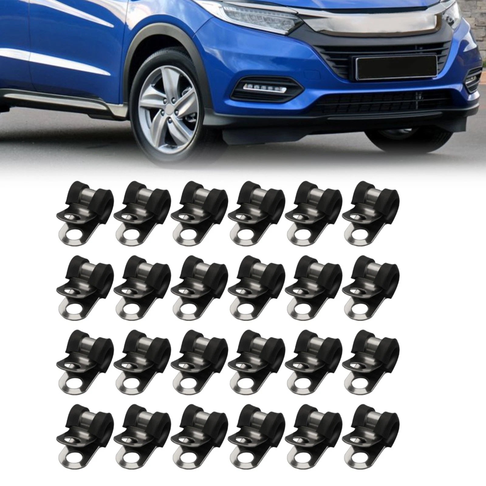 Set of 4 Rubber Lined Brake Pipe Clips for Universal Applications (7mm)