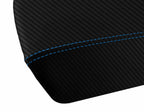 Console Lid Armrest Cover for Ford Edge (2011–2020) Carbon Fiber Blue Stitch