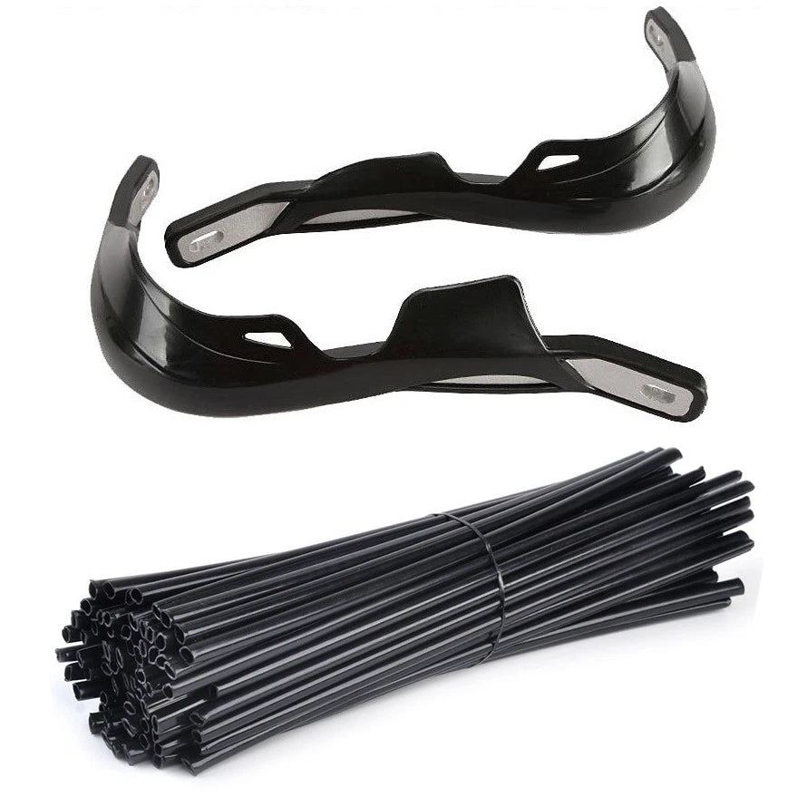 Hand Guards for Dirt Bike MX Motocross + Spoke Wraps (Black)