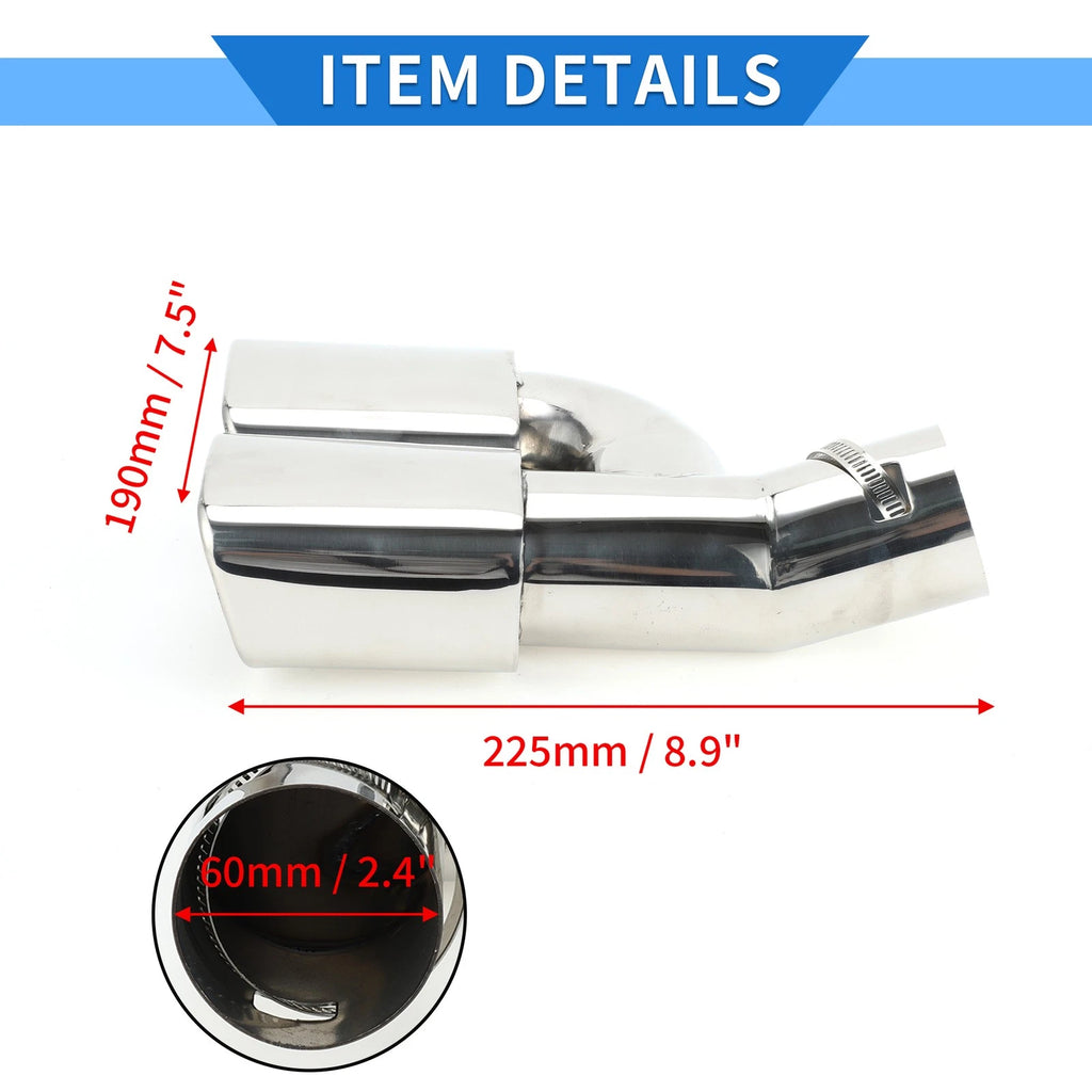 1 Pc Square Curved Dual Exhaust Tip 2.4" Inlet for Toyota Noah/Voxy (2007–2022)