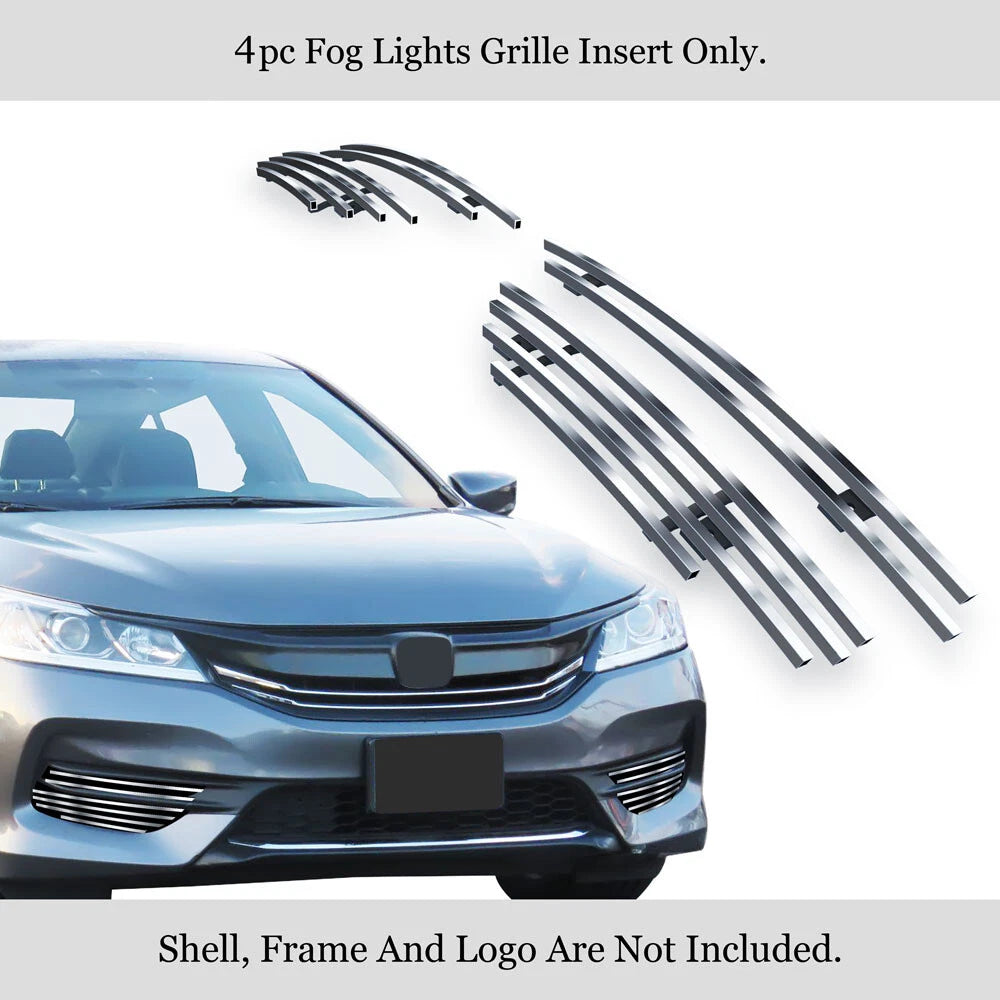 Fog Light Cover for Honda Accord Sedan (2016–2017) Stainless Silver Billet Grille