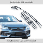 Fog Light Cover for Honda Accord Sedan (2016–2017) Stainless Silver Billet Grille