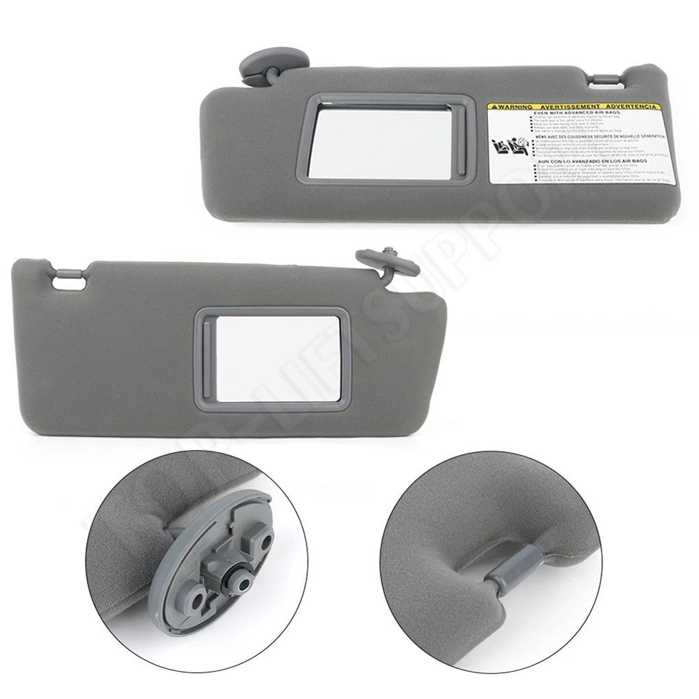 Set of 2 Sun Visors for Toyota Tacoma (2005–2011) - Medium Gray with Mirror