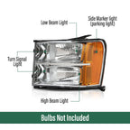 Amber Corner Chrome Headlights for GMC Sierra 1500 2500HD 3500HD (2007–2014)