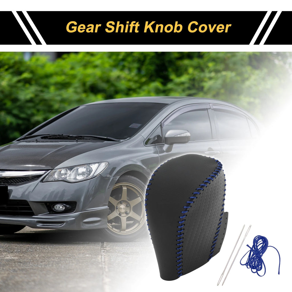 1 Pc Gear Shift Knob Cover for Honda Civic (2016–2021) Black Blue Faux Leather