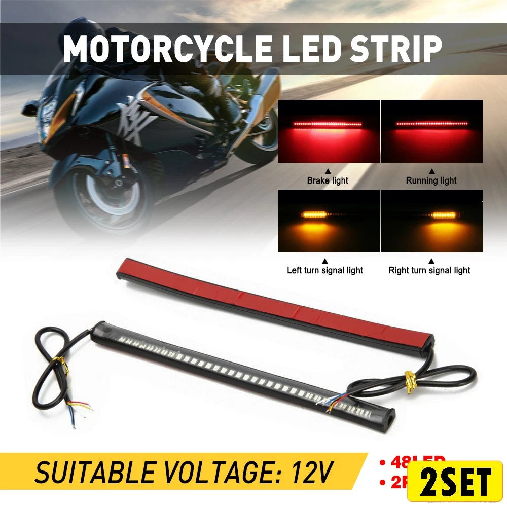 4pc LED Flexible Strip Stop Turn Brake Signals for Motorcycle