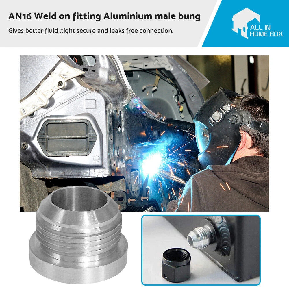 2X AN16 Male Aluminium Weld On JIC Bung Fitting