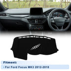 Dash Cover for Ford Focus MK3 (2012–2018) Without HUD, Polyester, Black