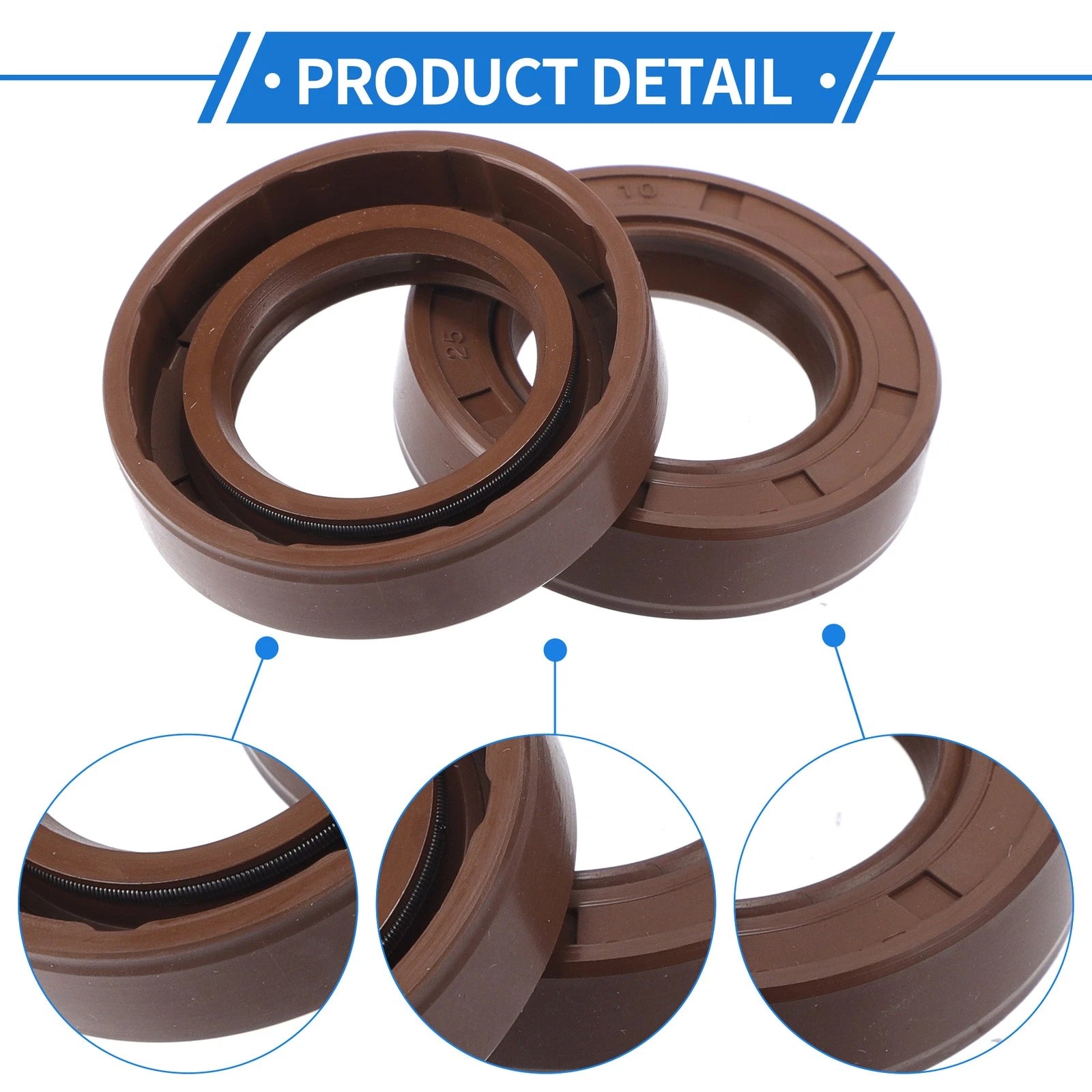 Set of 2 Oil Seal Rotary Shaft Seal FKM Rubber 25x42x10mm