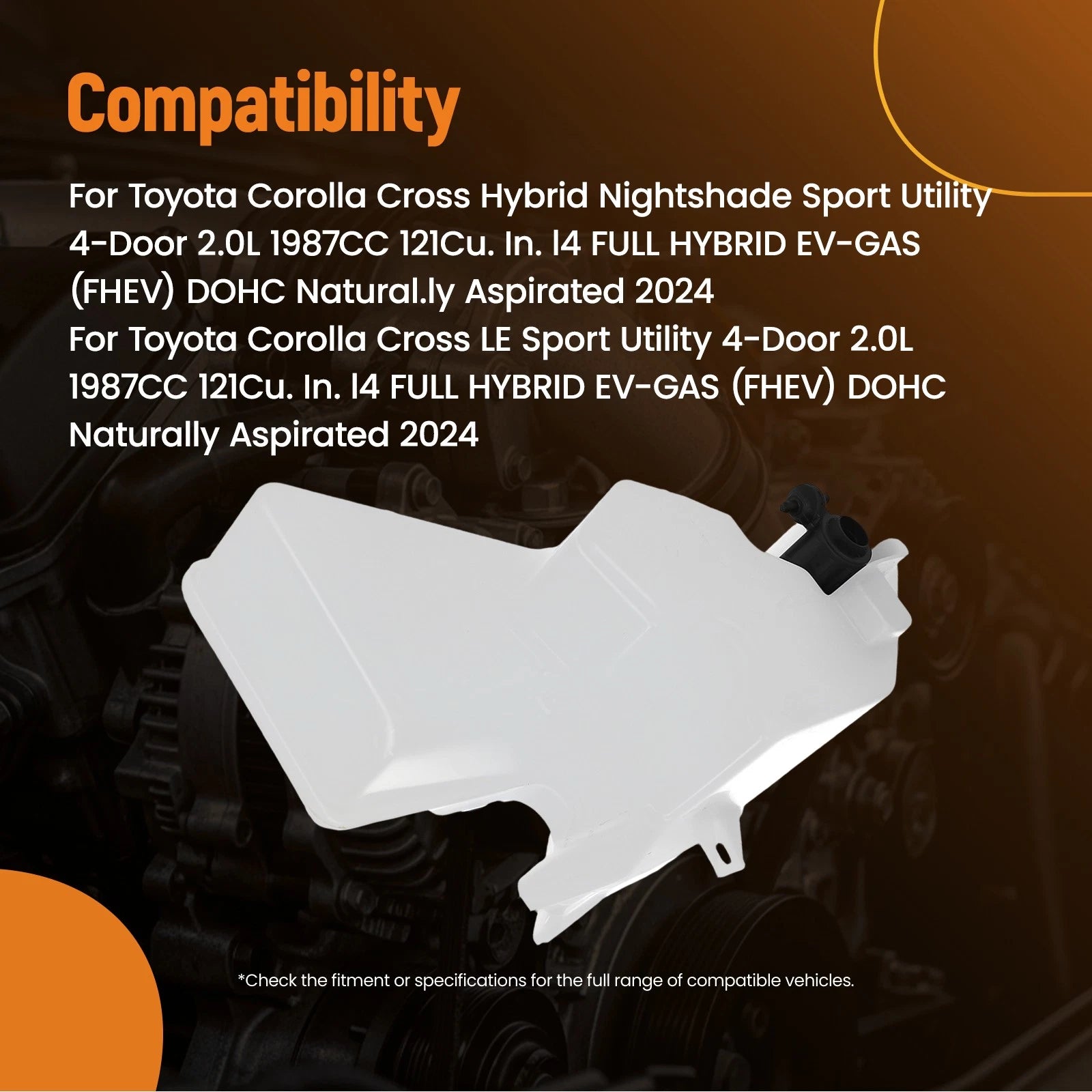 Windshield Washer Tank with Pump & Pipe for Toyota Corolla Cross (2022–2024)