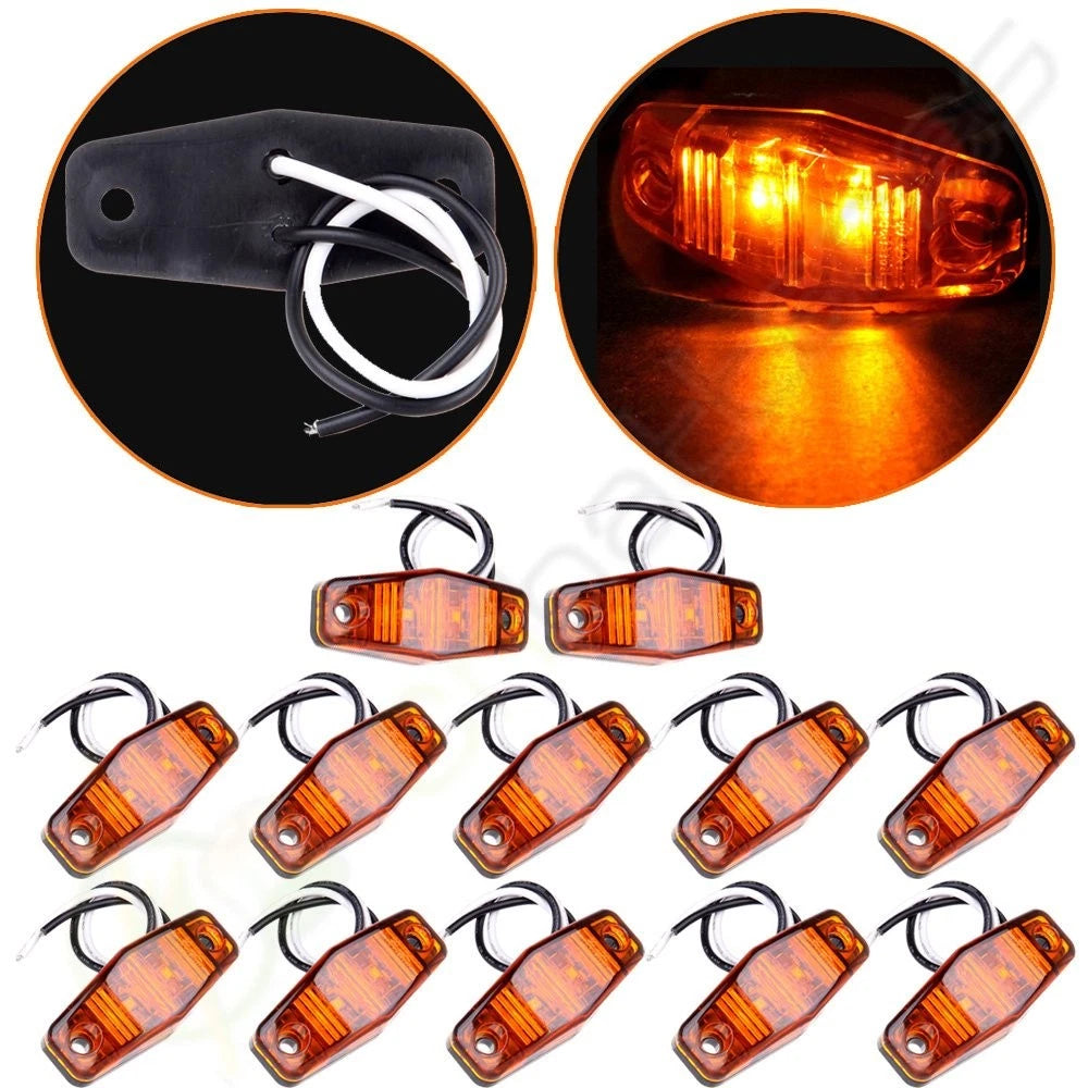 12pc 2.5" Amber 2 Diodes Clearance Lamp for Trailer (Surface Mount)