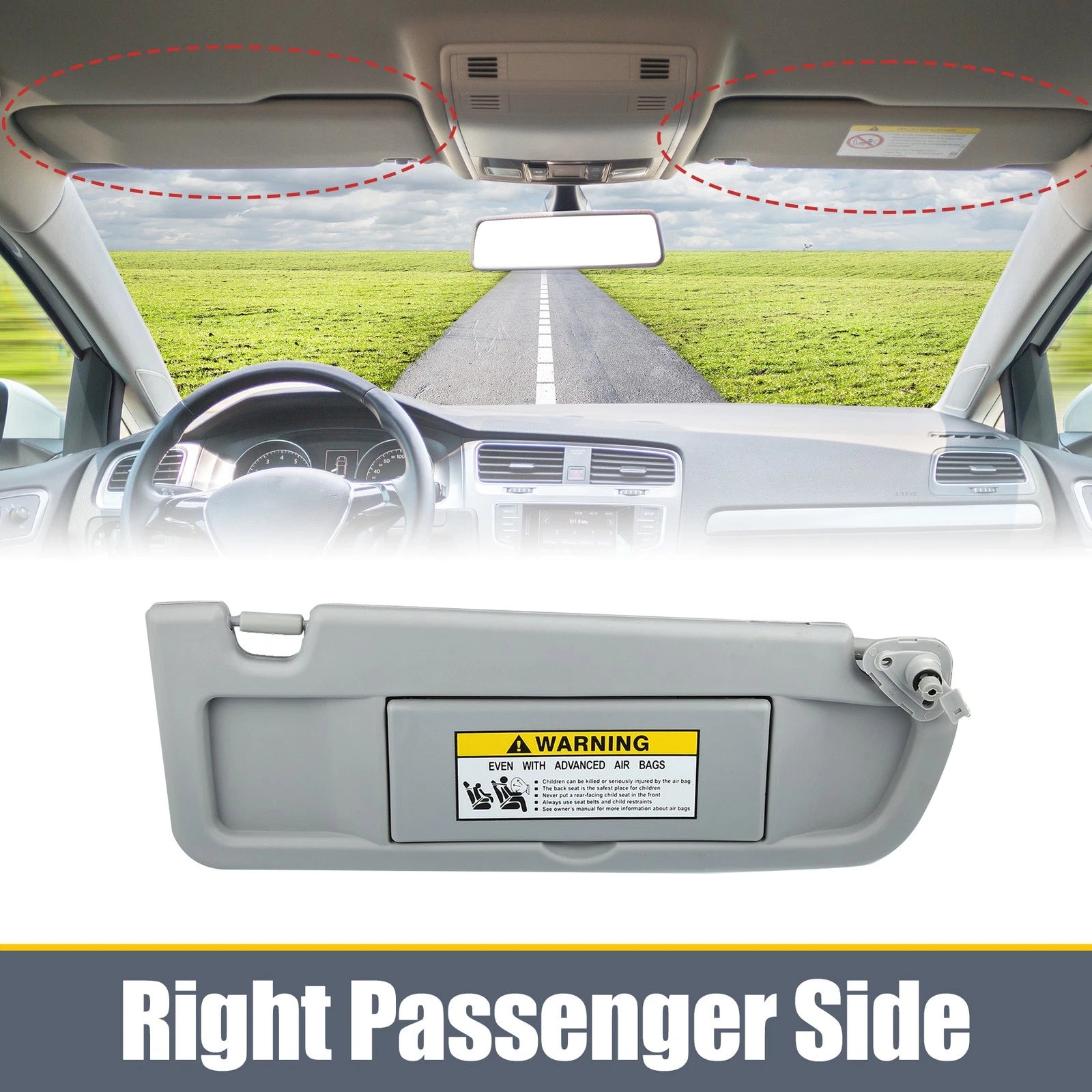 Right Side Sun Visor for Honda Civic (2006–2011) 83230-SNA-A01ZC Gray
