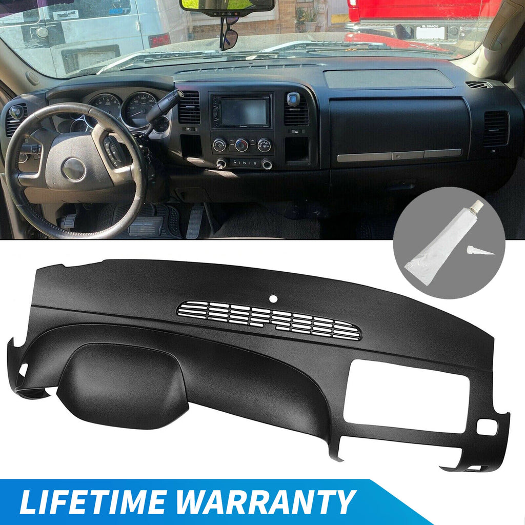 Black Dash Cover for Chevrolet Silverado 1500 (2007–2013) 1-Piece Overlay