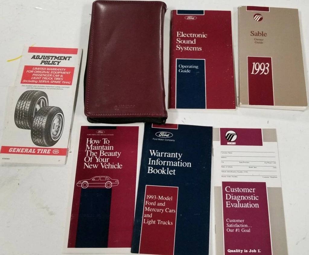 Owner's Manual for Mercury Sable (1993) OEM with Case