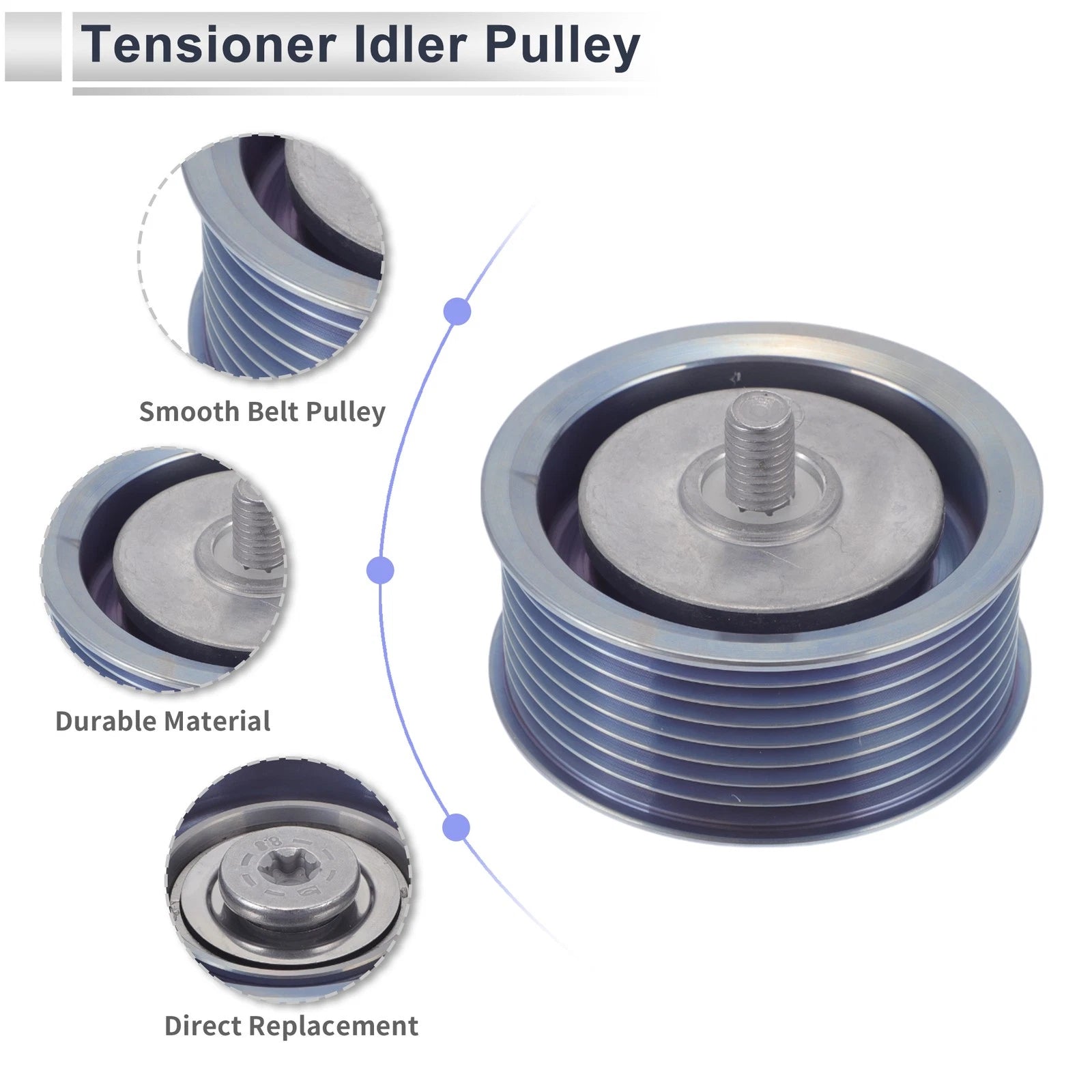 Drive Belt Idler Pulley for BMW X6 (2008–2011) No. 11287627053 Silver Tone