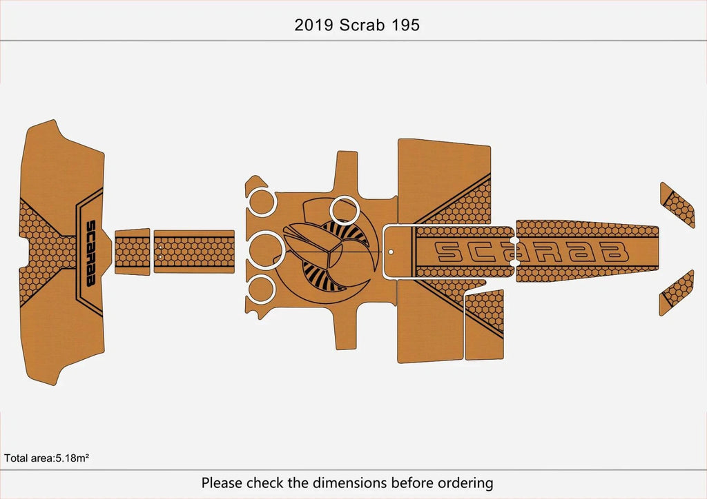 EVA Pads for Scarab 195 (2018) - Faux Teak Cockpit Swim Platform Mats