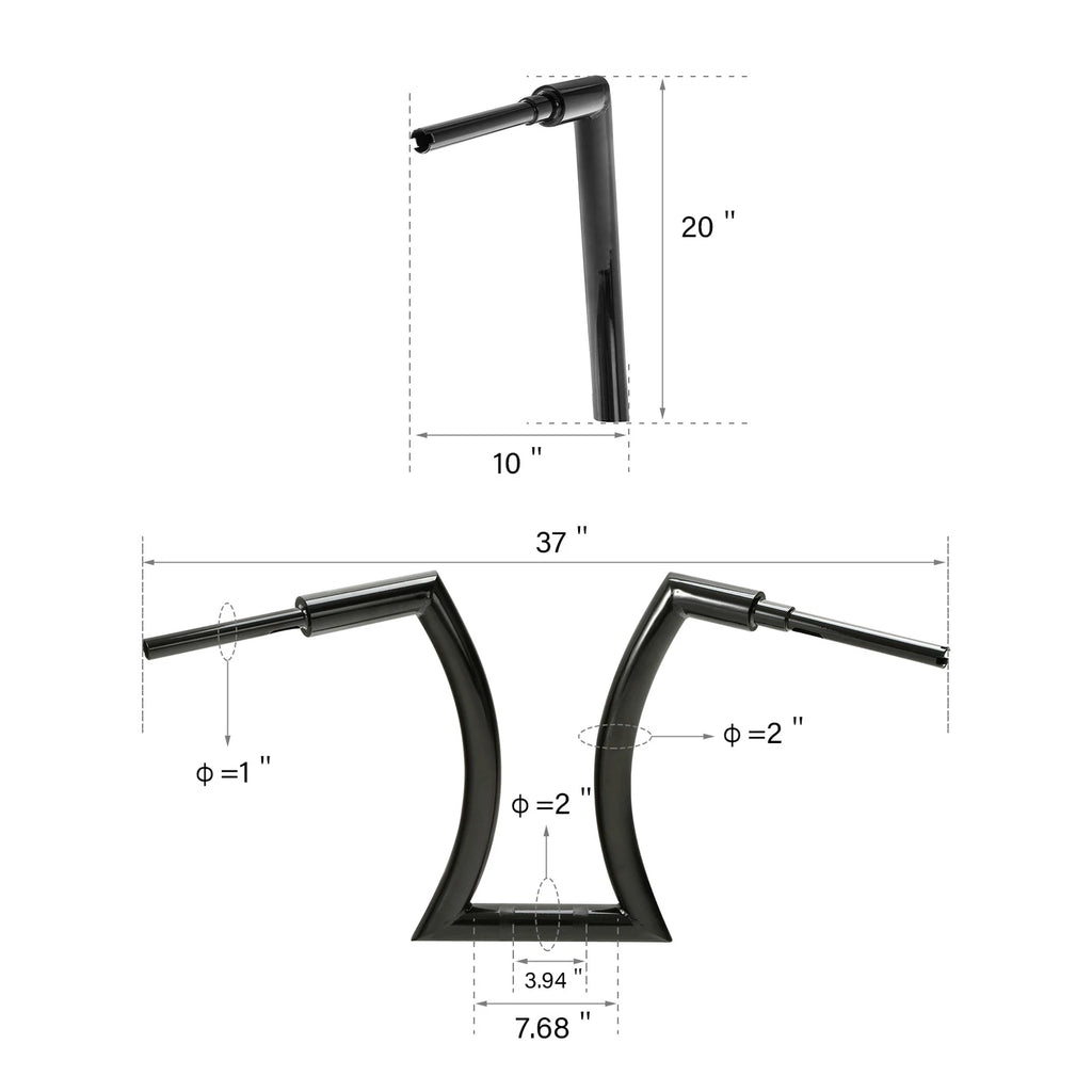 20" Rise 2" Ape Hanger Handlebar & Risers for Harley Sportster