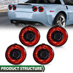 Set of 4 LED Tail Lights for Chevy Corvette C6 (2005–2013) Smoke/Red