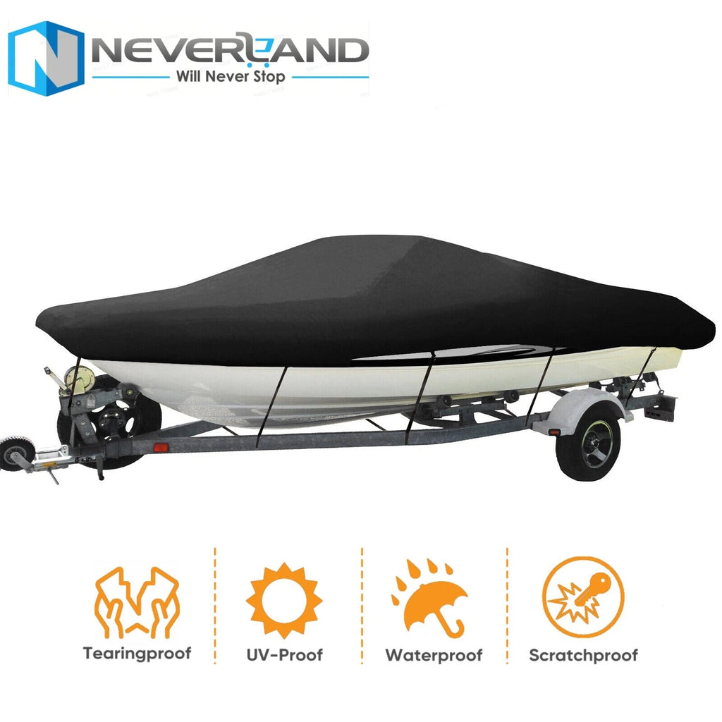 Boat Cover for V-Hull Runabout (20-22ft) 210D Waterproof UV Dust Wind Rain Snow