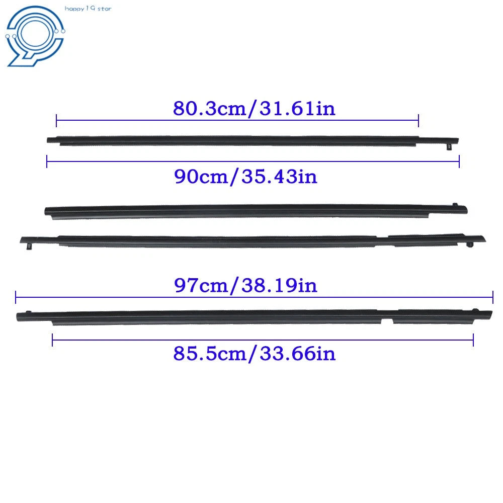 Set of 4 Window Weatherstrip Sweep Belts for Toyota RAV4 (2006–2008)