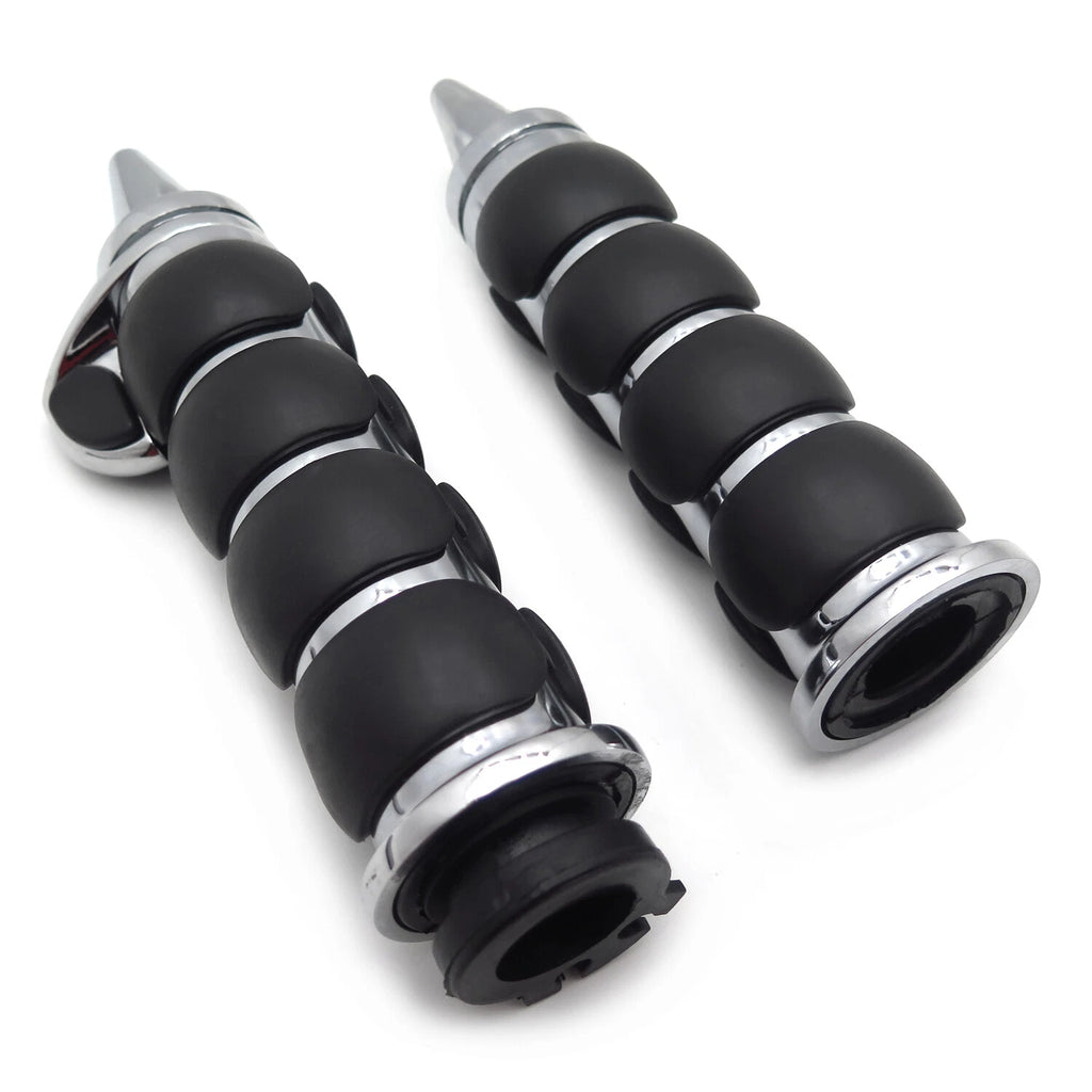 2X Black 22mm Spike Handlebar Grips Rubber Throttle Boss for Honda Yamaha