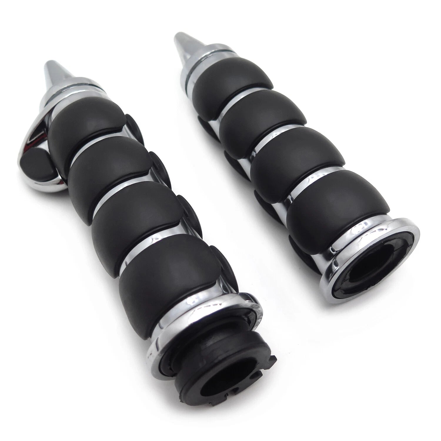 2X Black 22mm Spike Handlebar Grips Rubber Throttle Boss for Honda Yamaha