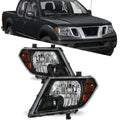 Set of 2 Headlights for Nissan Frontier (2009–2021) Black Housing Halogen