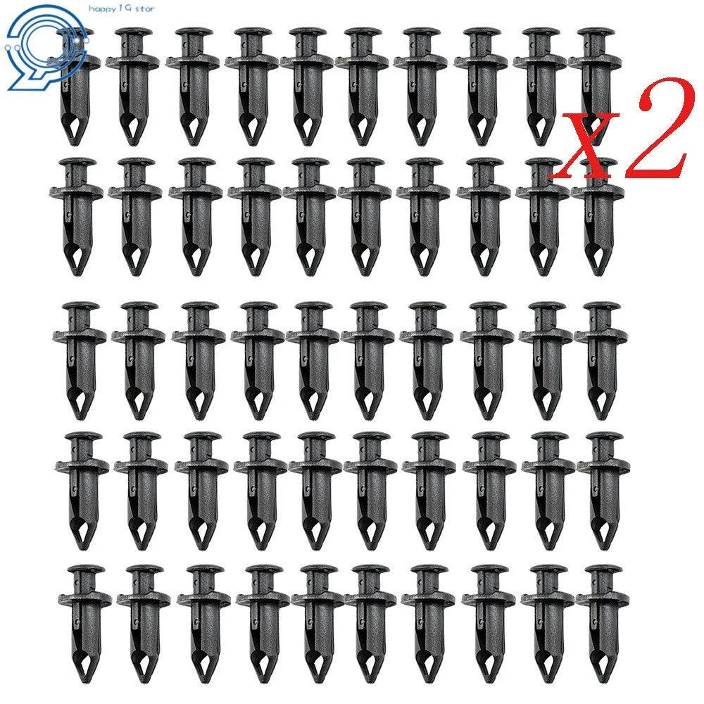 100x 8mm Plastic Rivets Fastener for Auto Fender Bumper Clips