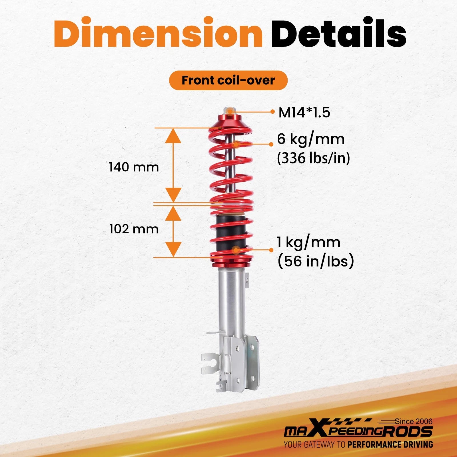 Coilovers Kit for Fiat 500 (2009–2019) - Front Pair