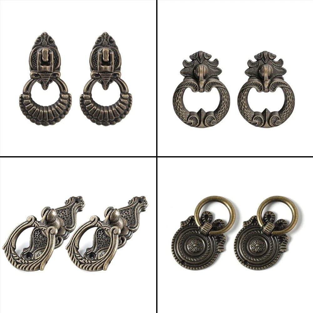 Set of 10 Antique Bronze Door Pull Knobs for Cabinet Drawer