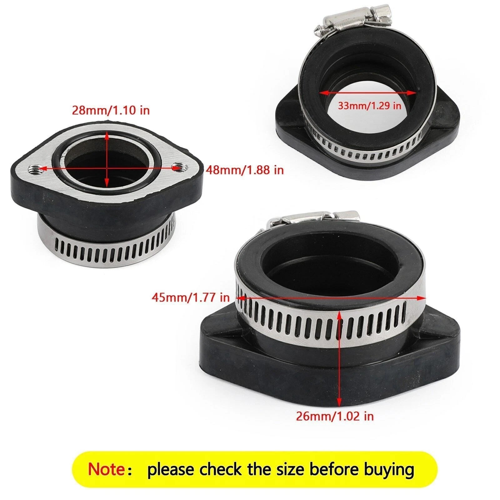 2X 28mm Intake Carb Boot Flange Manifold for 110 125 140 150 160cc Engine