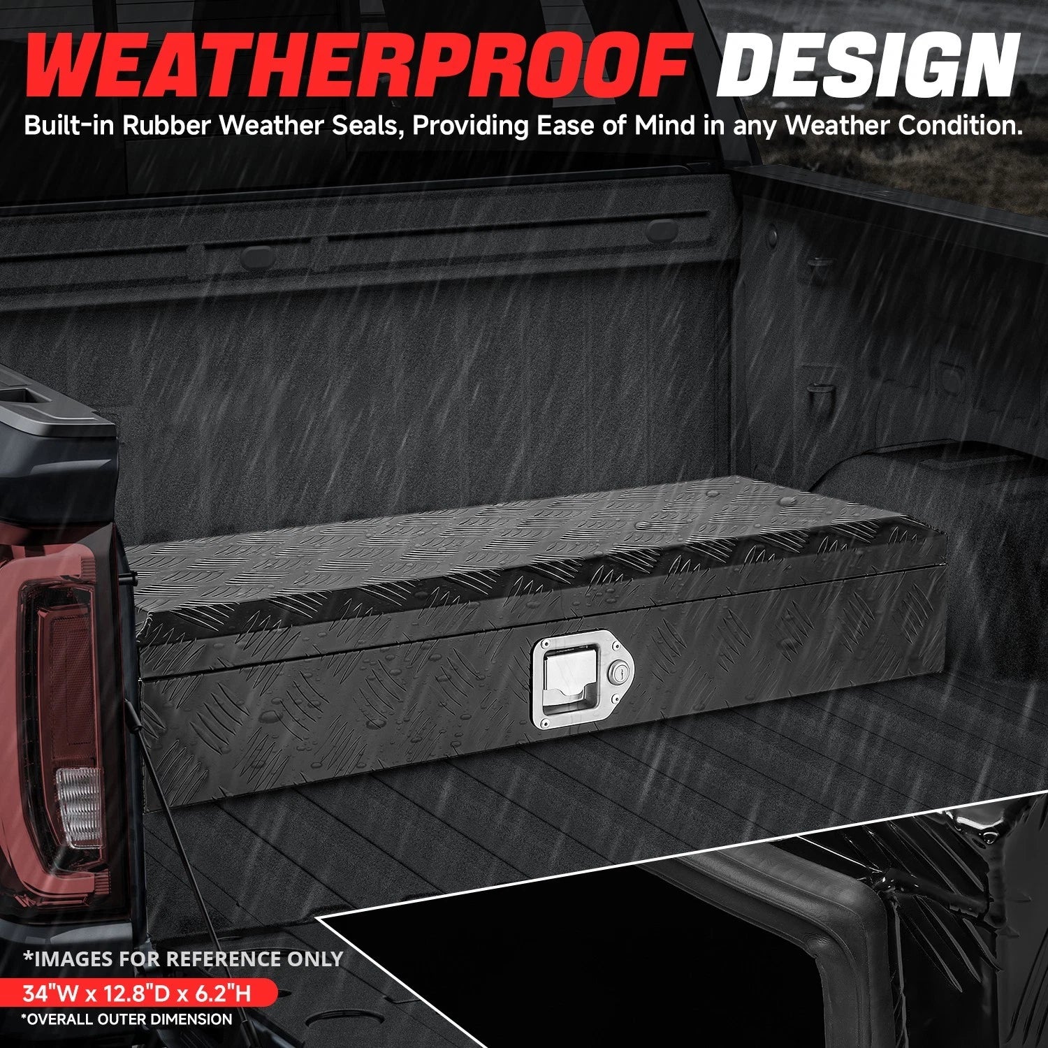 Aluminum Tool Box for Truck Trailer (34'' W X 6.2'' H X 12.8'' D)