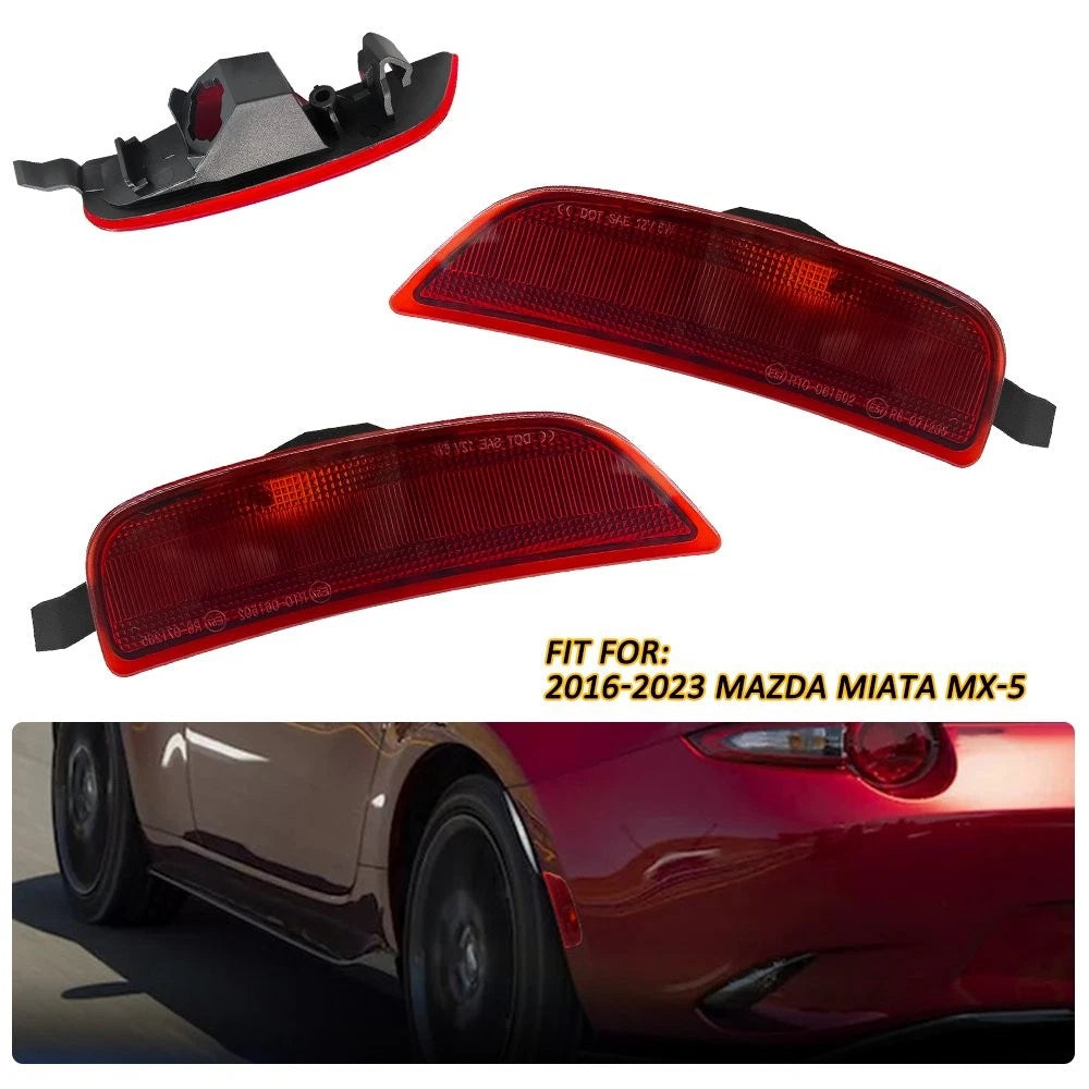 2X Red Lens Rear Bumper Side Marker Lights for Mazda MX-5 Miata (2016–2022)