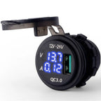 12/24 Socket Blue LED Voltage Meter for Motorcycle (Fast Amp)