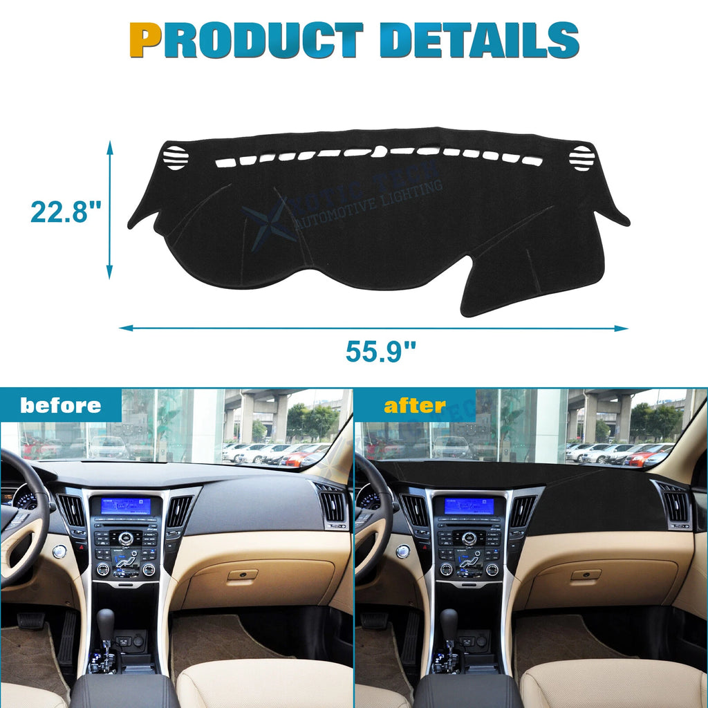 Black Non-Slip DashMat for Hyundai Sonata (2011-2025)
