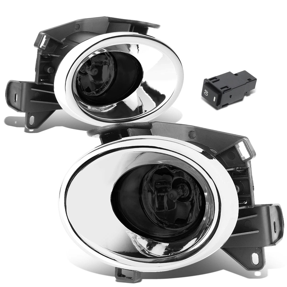 Pair of Smoked Lens Fog Lights for Nissan Pathfinder (2013–2016) + Chrome Covers + Switch